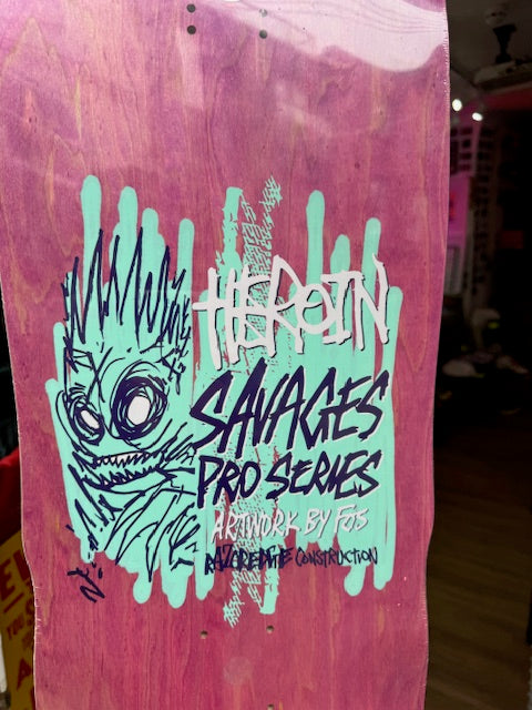 Heroin Skateboards Savages Pro Series Artwork by FOS Dead Dave 10.1”