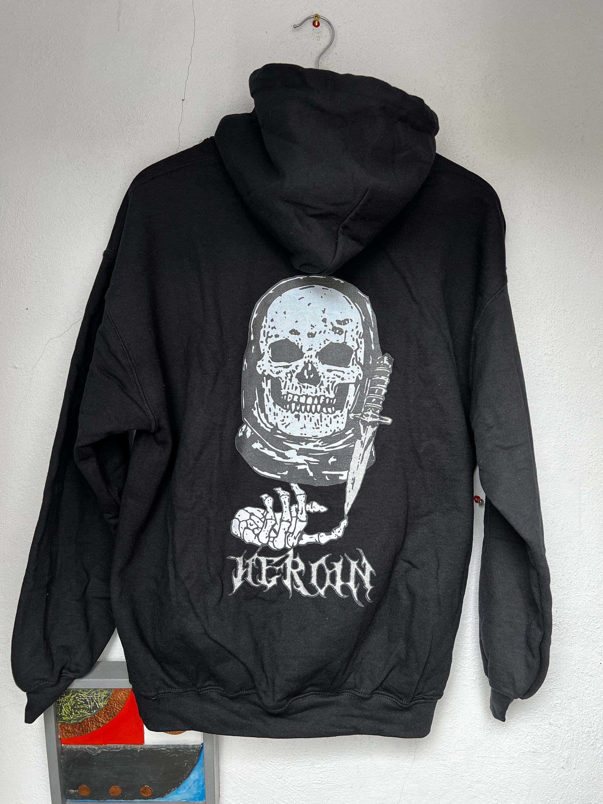 Heroin Skateboards Videocity Skull Pullover Hoodie | Black