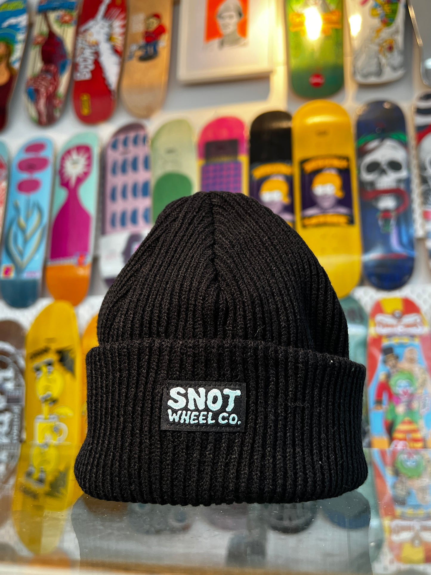 Snot Wheels Woven Patch Beanie - Black