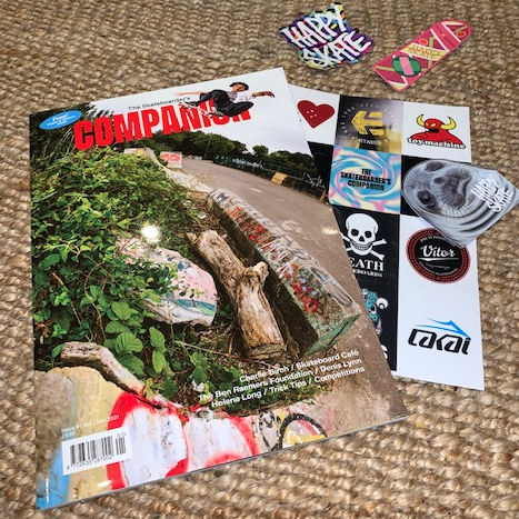 The Skateboarders Companion Magazine (Free) and 3 Happy Skate Stickers
